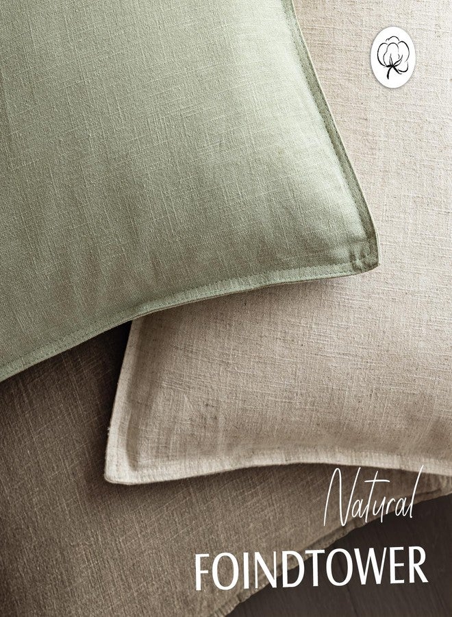 Foindtower Pack of 2, Decorative Linen Solid Throw Pillow Covers Accent Soft Cushion Case Farmhouse Boho Pillowcase for Couch Sofa Chair Bedroom Living Room Home Decor 18 x 18 Inch Light Sage Green - Image 4